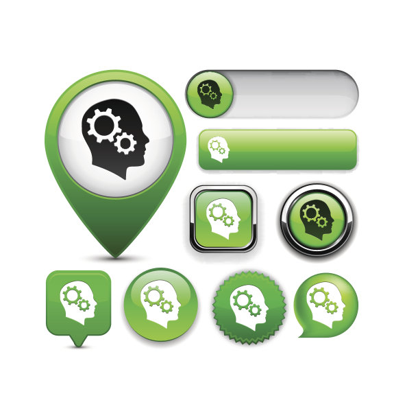 思考高细节的网页按钮集合。图片下载