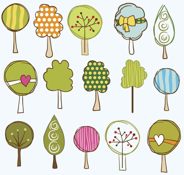 有趣的树无缝模式图片下载