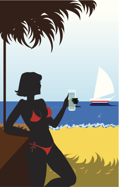 沙滩上的女孩图片下载