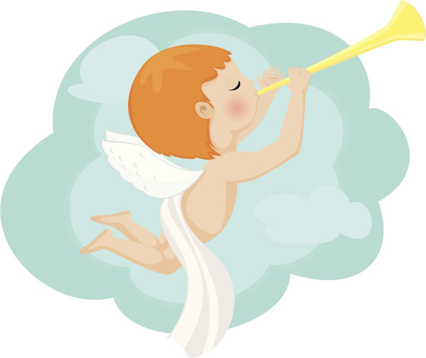 小天使吹起了喇叭素材图片