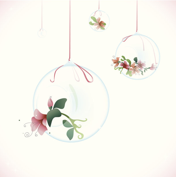 优雅的装饰-玻璃球与花图片下载