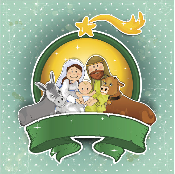 耶稣诞生场景图标绿松石地面图片下载