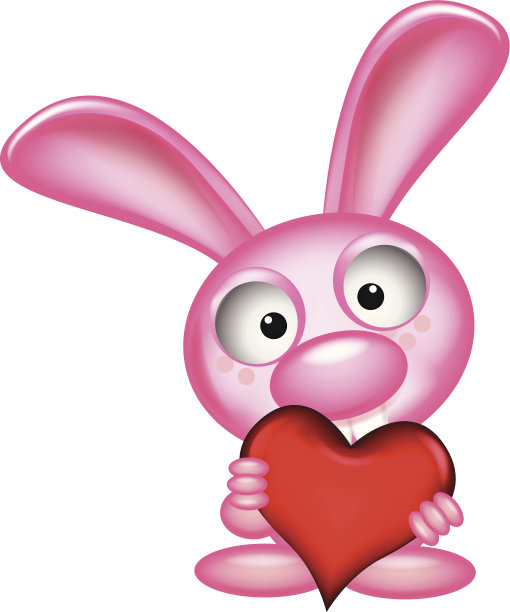 可爱的兔子抱着爱的心图片下载
