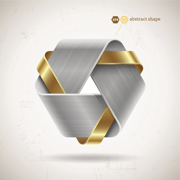 抽象的金、银金属形状图片下载