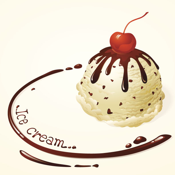 香草巧克力片冰淇淋的插图图片下载