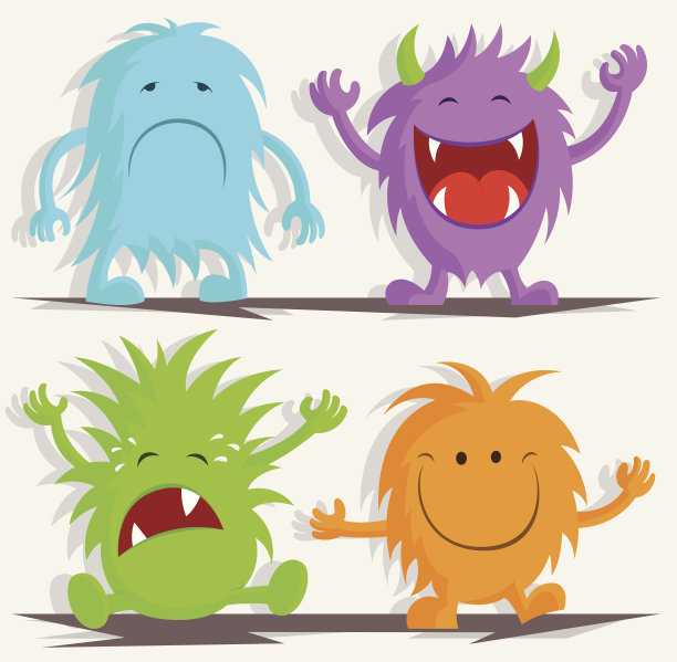 四个怪物-悲伤，大笑，哭泣和微笑图片下载
