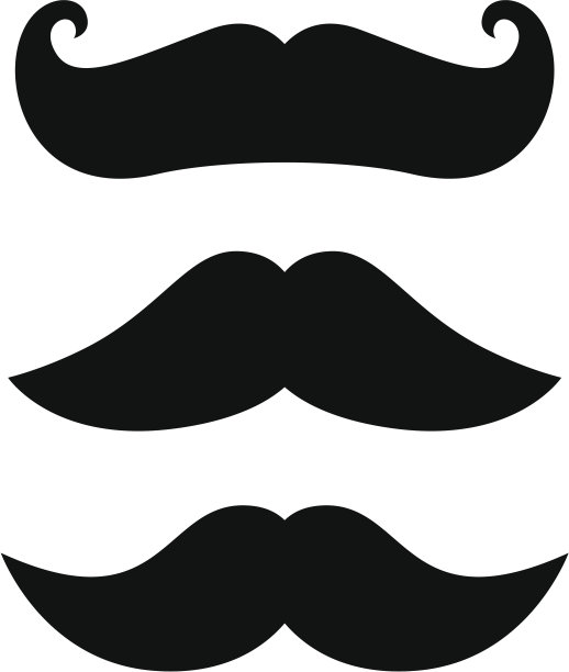复古黑胡子设置孤立的白色图片下载