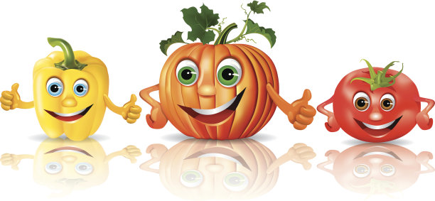 有趣的蔬菜-辣椒，南瓜，西红柿图片下载