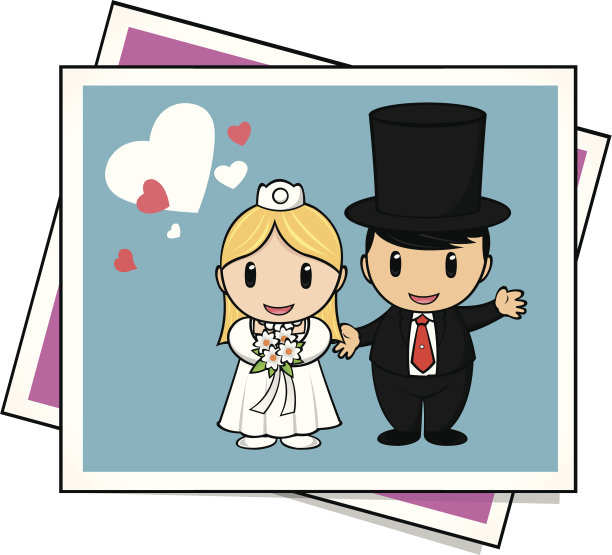 婚礼插画素材ID：105658540