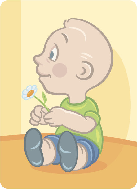 小男孩拿着一朵花图片下载