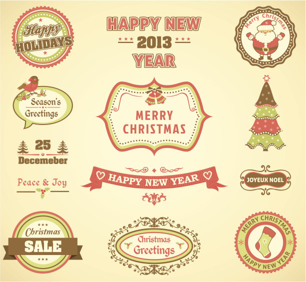 圣诞节复古的标签图片下载