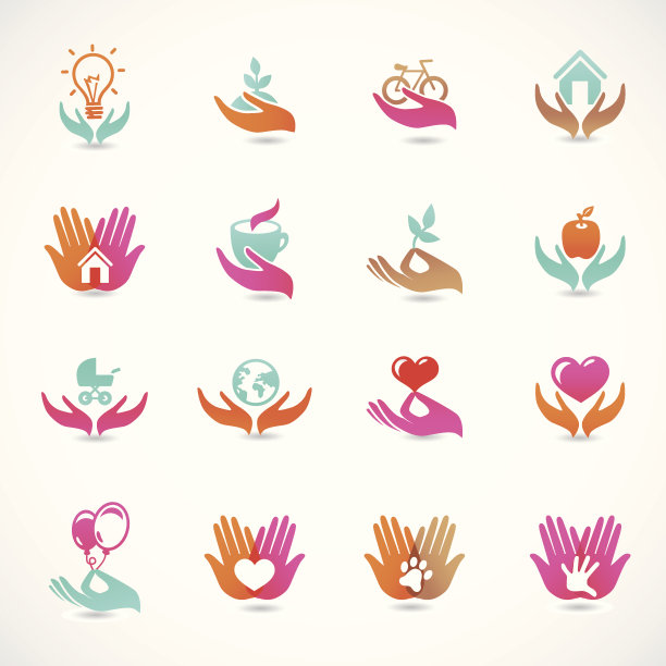 向量集与爱和关心的迹象图片下载