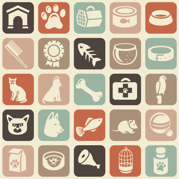 明亮的无缝图案与有趣的猫和狗图标图片下载