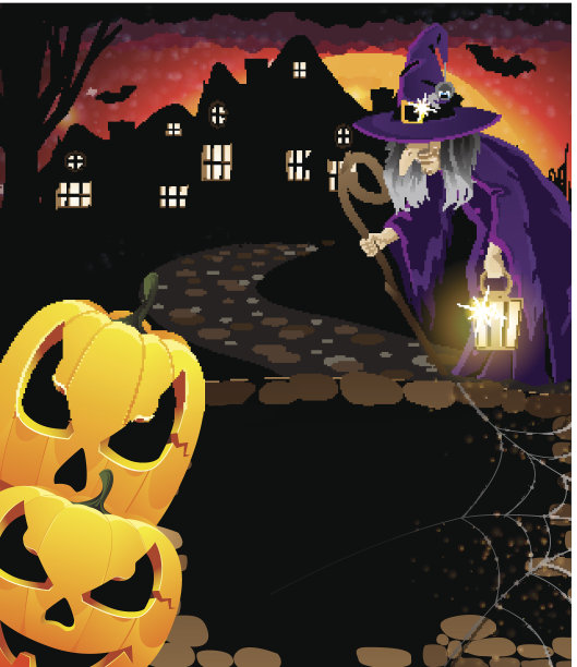 笑着的南瓜头和老巫婆图片下载