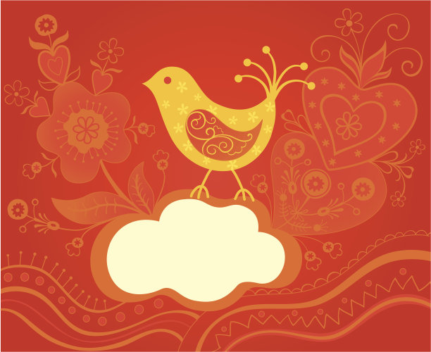 装饰华丽的背景与鸟图片下载