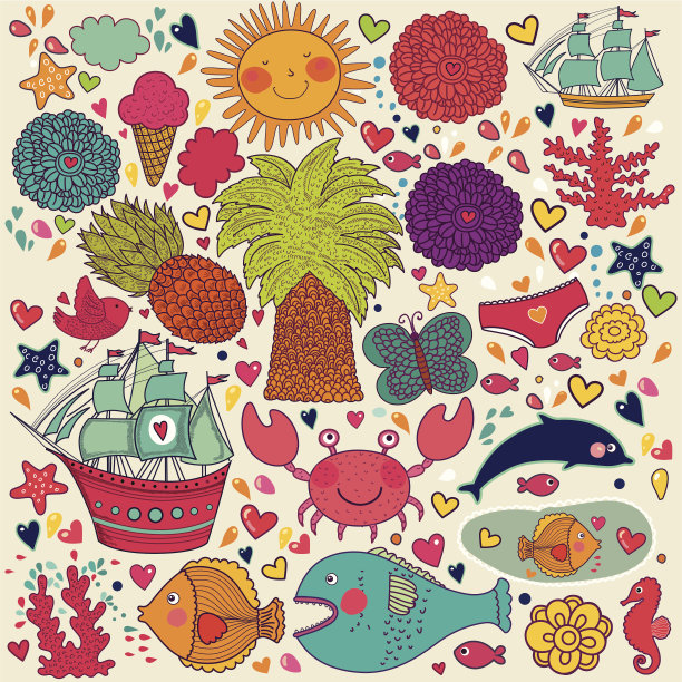 搞笑夏日卡通插画图片下载