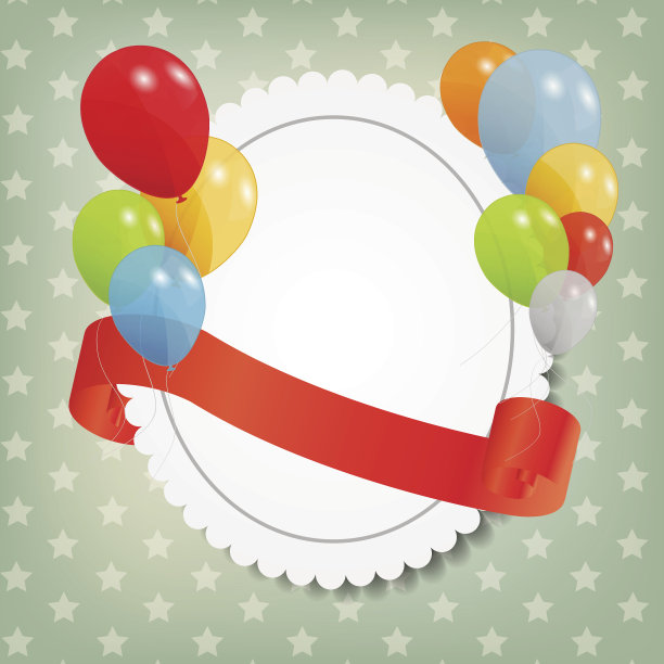 带彩色气球的生日卡，矢量插图图片下载