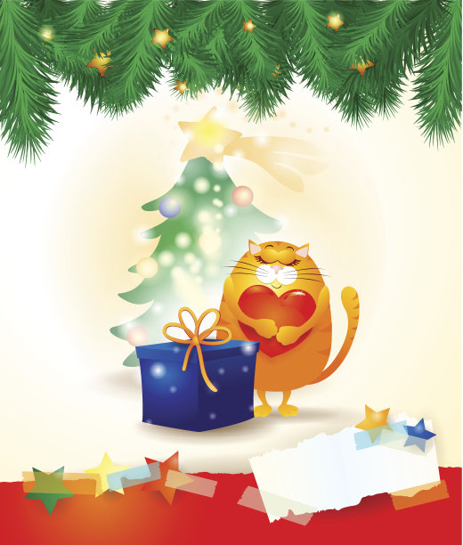 小猫圣诞卡片图片下载