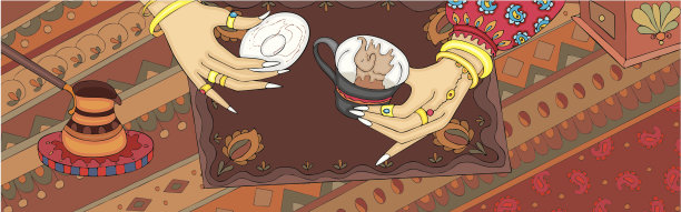 告诉财富土耳其咖啡渣手横幅图片下载