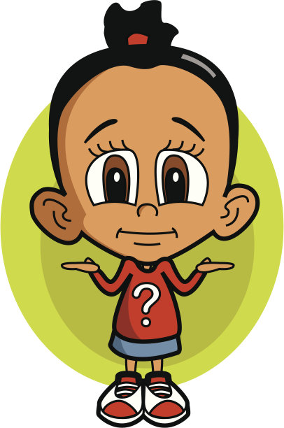 卡通般的黑发女孩耸了耸肩图片下载