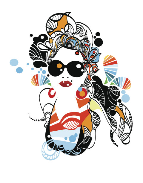 复杂的手绘时尚插图图片下载