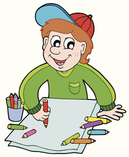 男孩用蜡笔图片下载