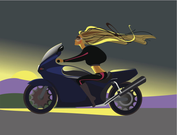 骑摩托车的女孩图片下载