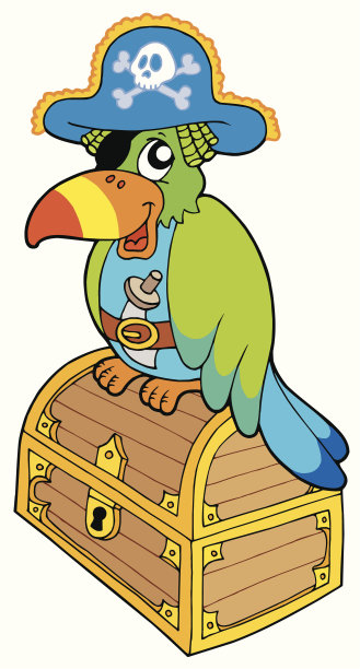 海盗鹦鹉坐在胸前图片下载