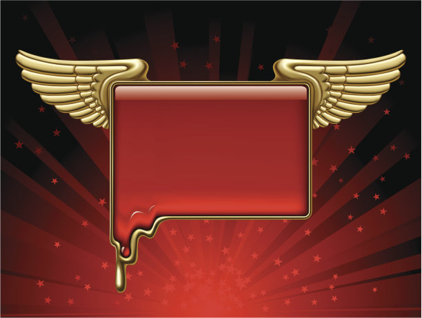 带翅膀的金色旗帜图片下载