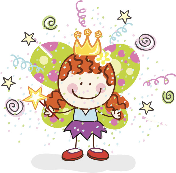 孩子与公主万圣节服装卡通插图图片下载