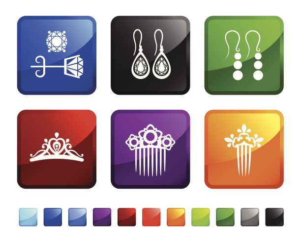 女性钻石珠宝版税免费矢量图标设置贴纸图片下载