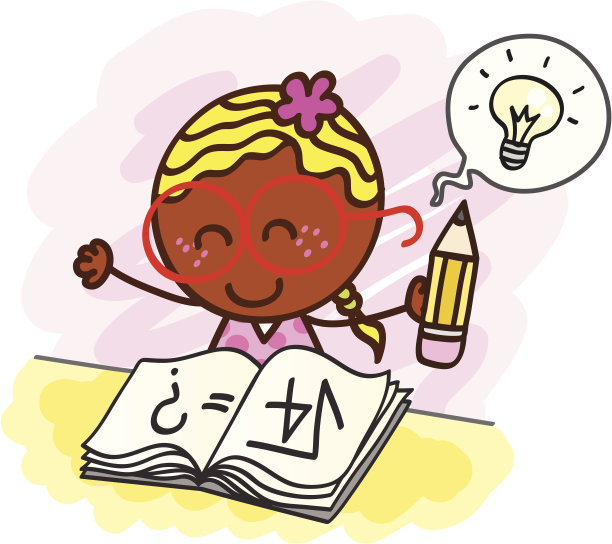 勤奋的女学生卡通插图图片下载