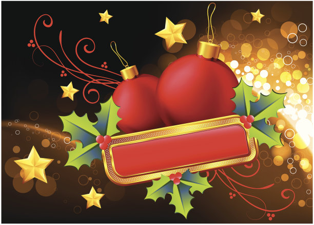 红色圣诞装饰在抽象的背景。图片下载