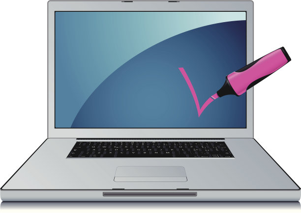 笔记本电脑和毡头笔图片下载