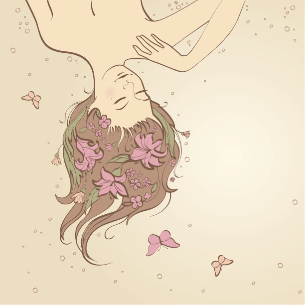水疗美容：头发戴花的漂亮女人图片下载