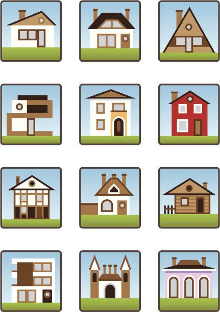 私人住宅和住宅图标集图片下载
