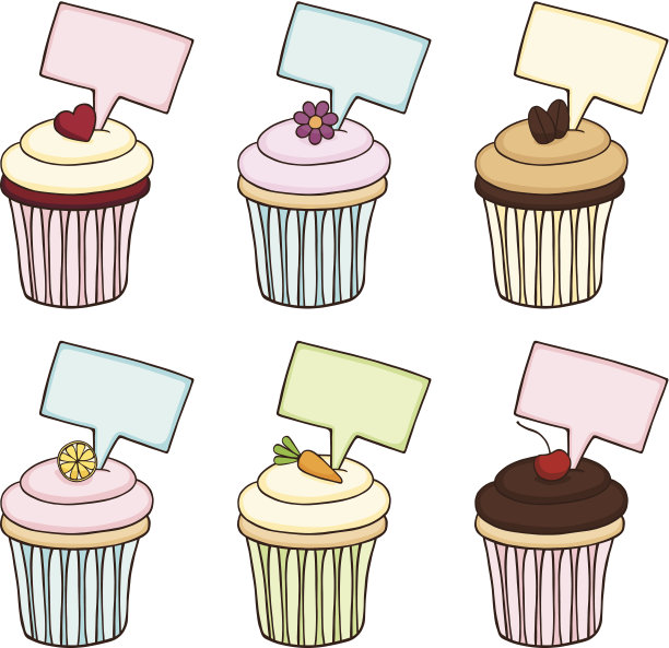 涂鸦纸杯蛋糕套装图片下载