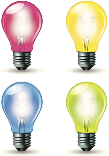 矢量彩色灯泡图片下载
