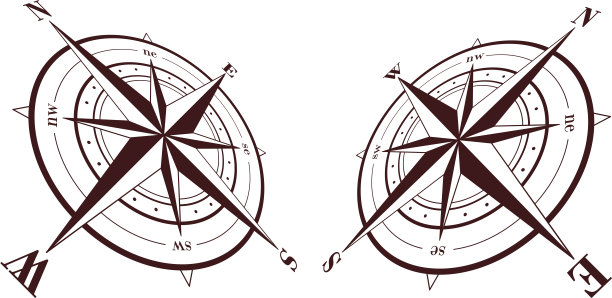一组罗盘玫瑰孤立在白色背景。矢量图图片下载
