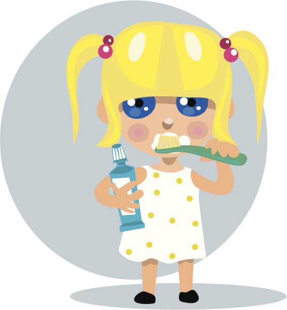 小女孩正在刷牙图片下载