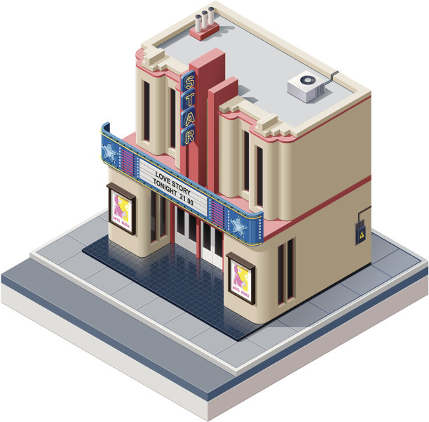 等距电影院建筑图片下载