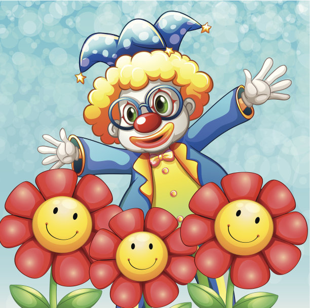 小丑和三朵花图片下载