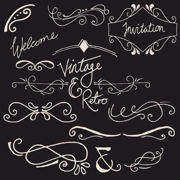 手绘华丽的设计元素图片下载