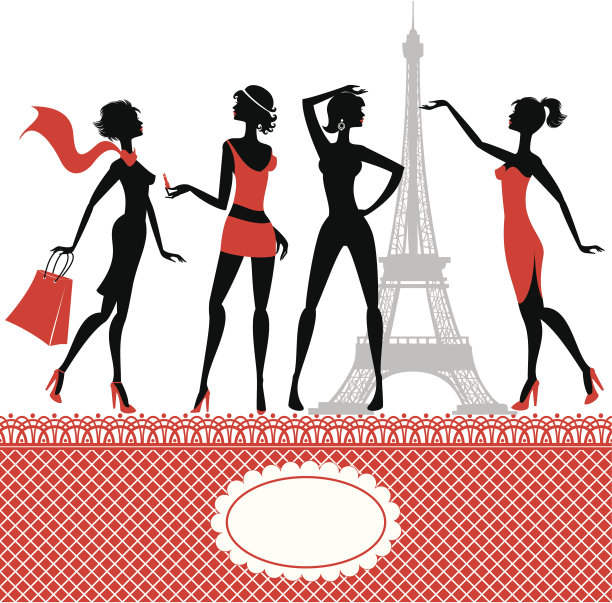 时尚女孩的剪影素材图片