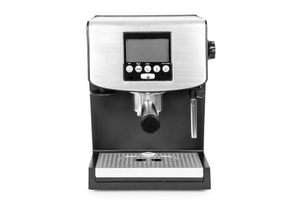 白色背景上孤立的咖啡机图片下载