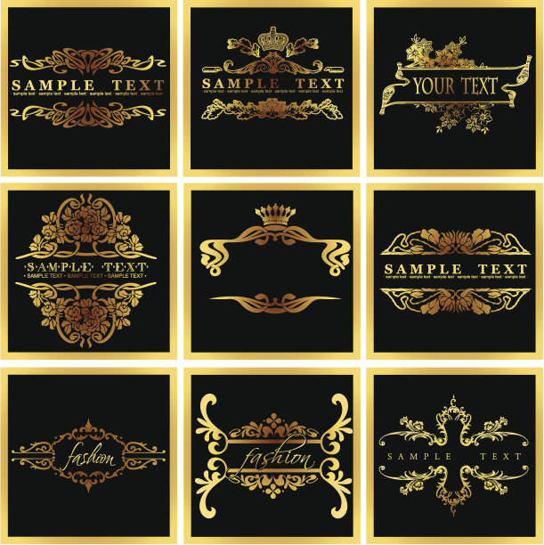 装饰华丽的金色矢量四边形框架图片下载