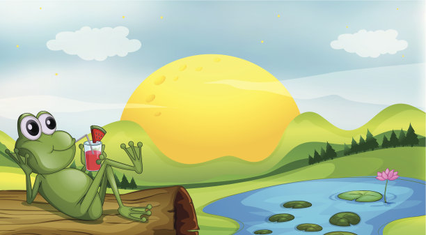 青蛙和一杯果汁图片下载