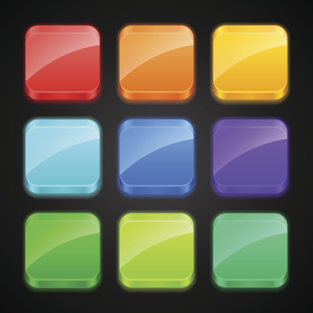 一组明亮的颜色应用程序图标。图片下载