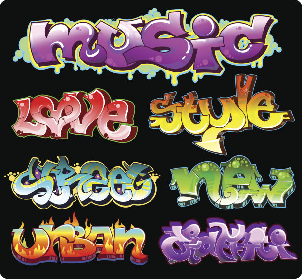 城市涂鸦艺术常用语插画图片下载