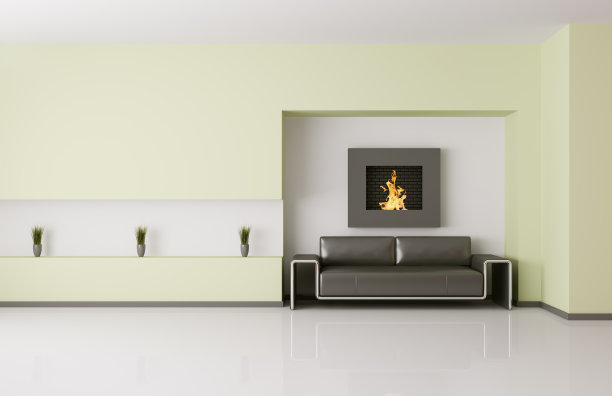 现代室内与壁炉3d渲染图片下载